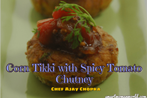 Corn Tikki With Spicy Tomato Chutney